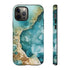 Aquamarine inspired Geode in Watercolor - Impact Resistant Phone Case iPhone 12 Pro Glossy